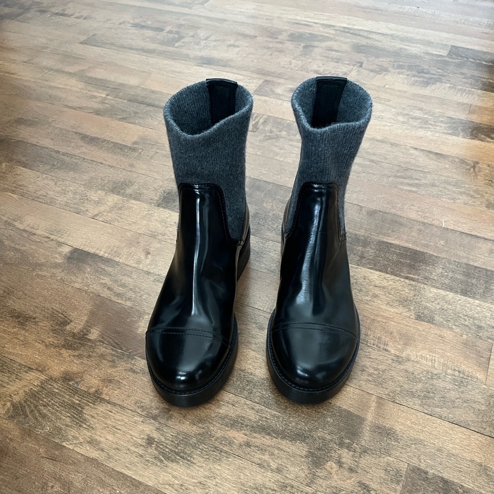 J. Crew Black and Gray Ankle Boots
